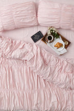 Blush Pink 100% Organic Cotton Bedsheet with Gather Pillow covers and duvet